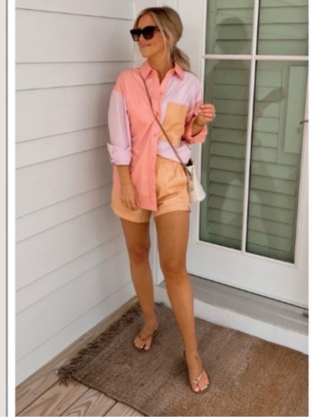 NEW Women’s Colorblock Button-Up Shirt & Short Set